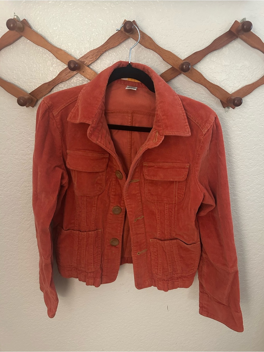Corduroy Button-Front Jacket in Rust